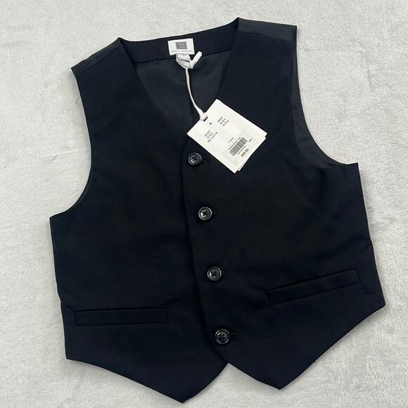 NWT Janie &‎ Jack Special Occasion 5T 100% Wool Black Vest - Picture 1 of 11